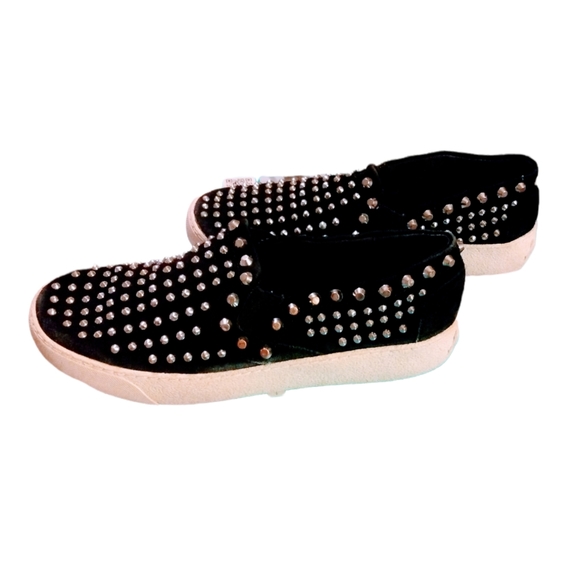 SAM EDELMAN Black w/Silver Studs Slip-on Sneakers Size 6M - Picture 6 of 7